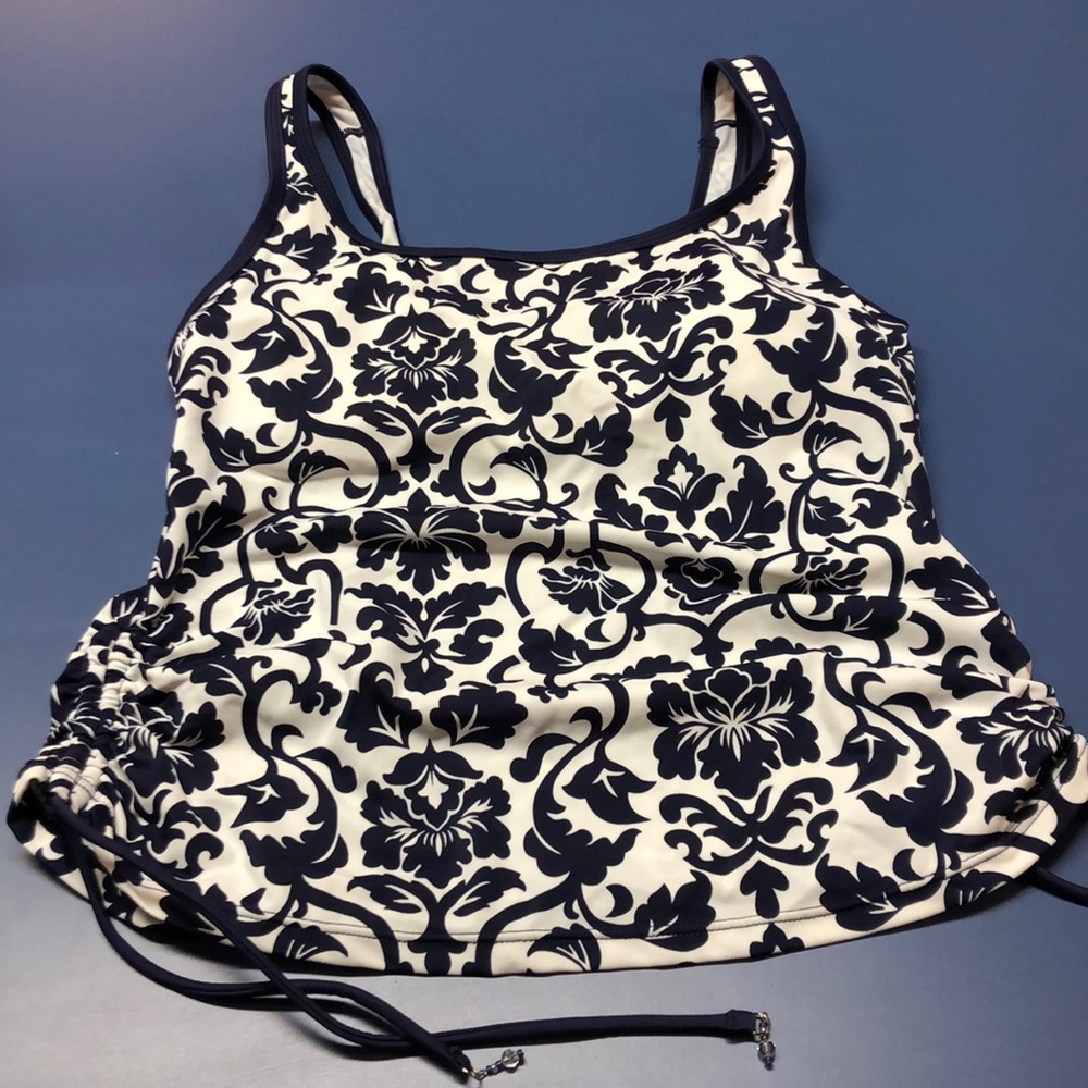 Navy/White Tankini Swim Top - Size 10